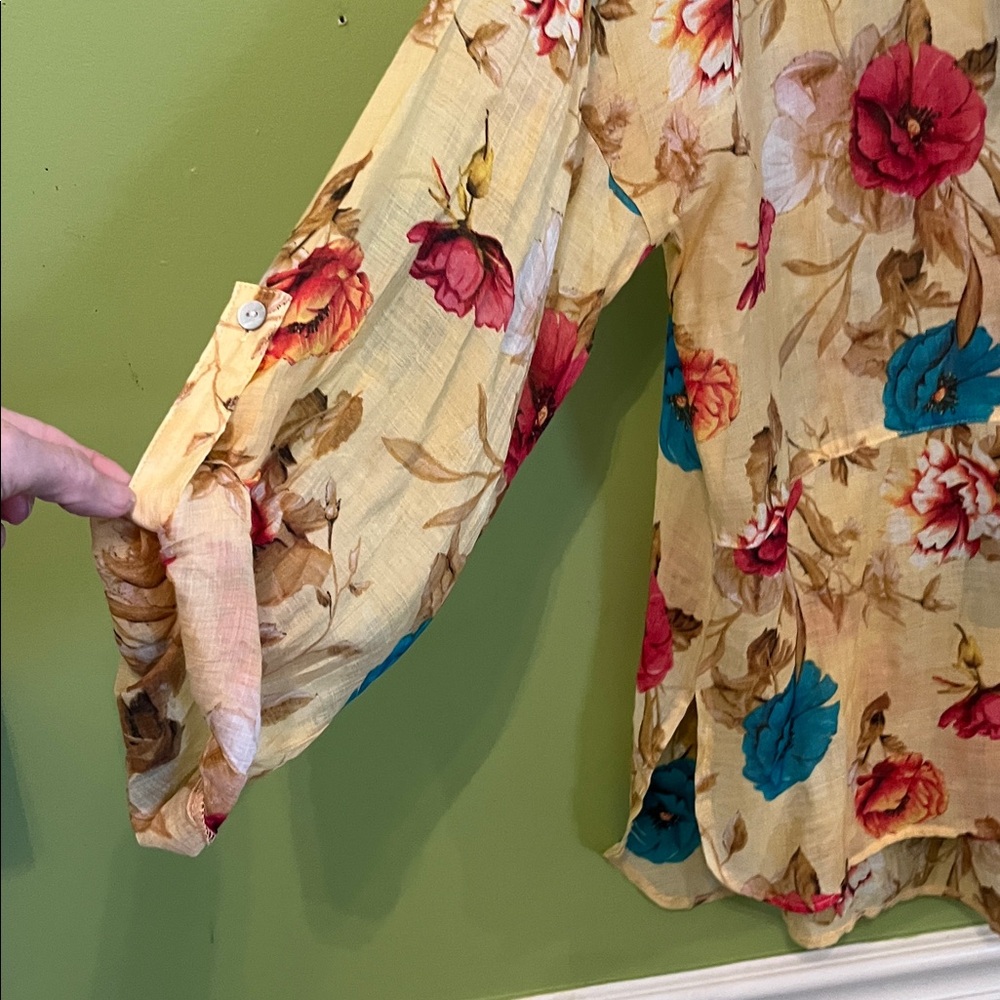 Umgee Floral Cotton Tunic Shirt - Picture 2 of 6